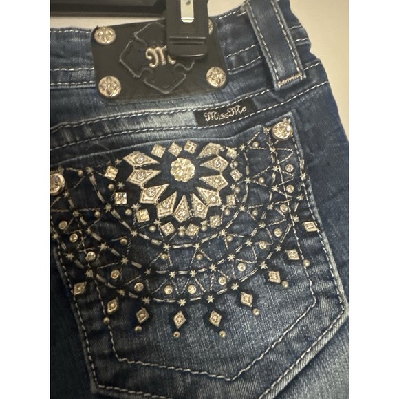 Miss Me Womens Bootcut Jeans Size 28 Blue Stretch Denim Embellished Pockets - Picture 7 of 9